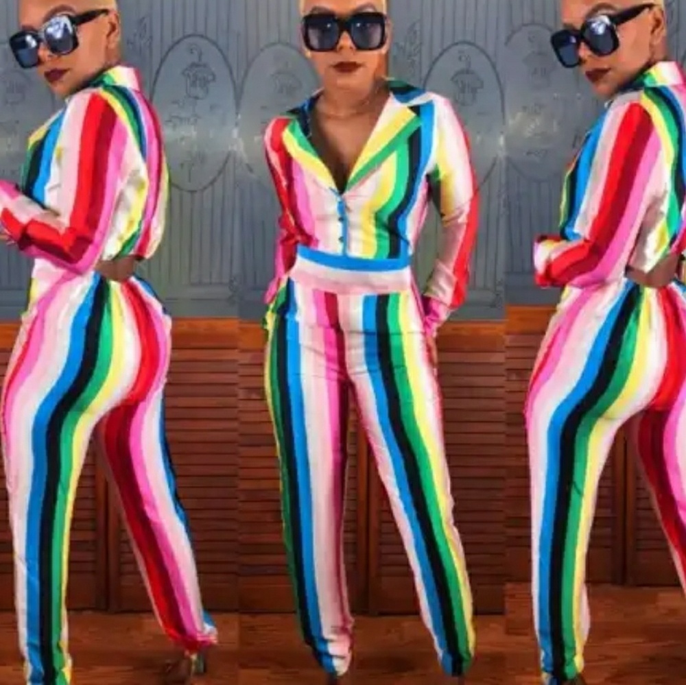 Multi Color Striped Jumpsuit